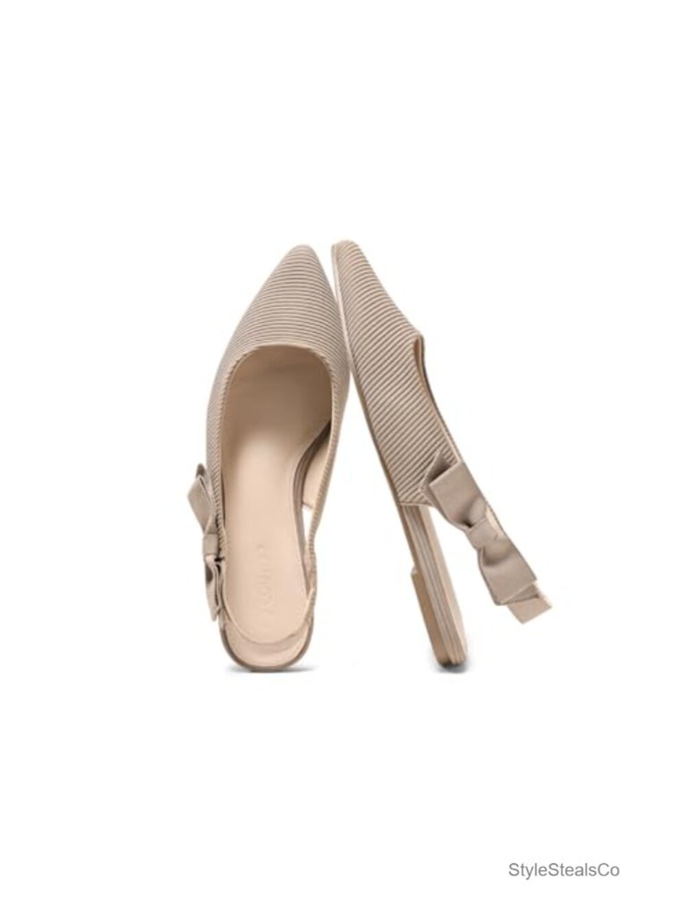 Womens Slingback Flats Bow Pointed Closed Toe Dress Shoes Slip On Work Party